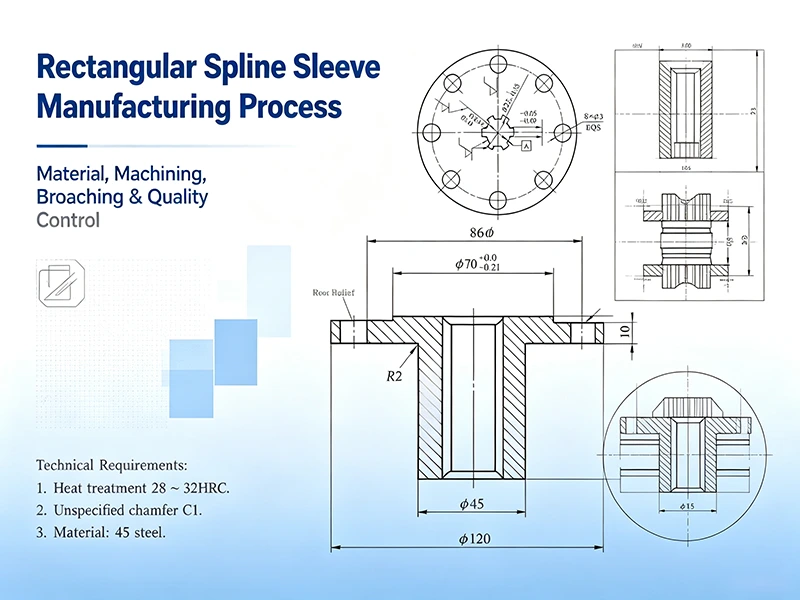 Rectangular Spline Sleeve Manufacturing Process: Material, Machining, Broaching & Quality Control