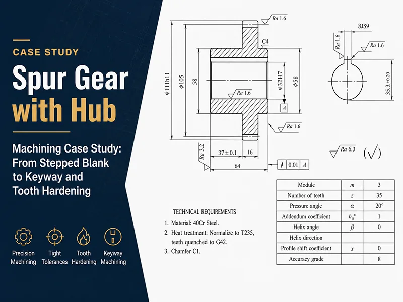 Spur Gear with Hub Machining Case Study: From Stepped Blank to Keyway and Tooth Hardening