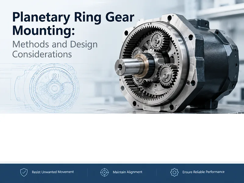 How is a planetary ring gear mounted in the housing?